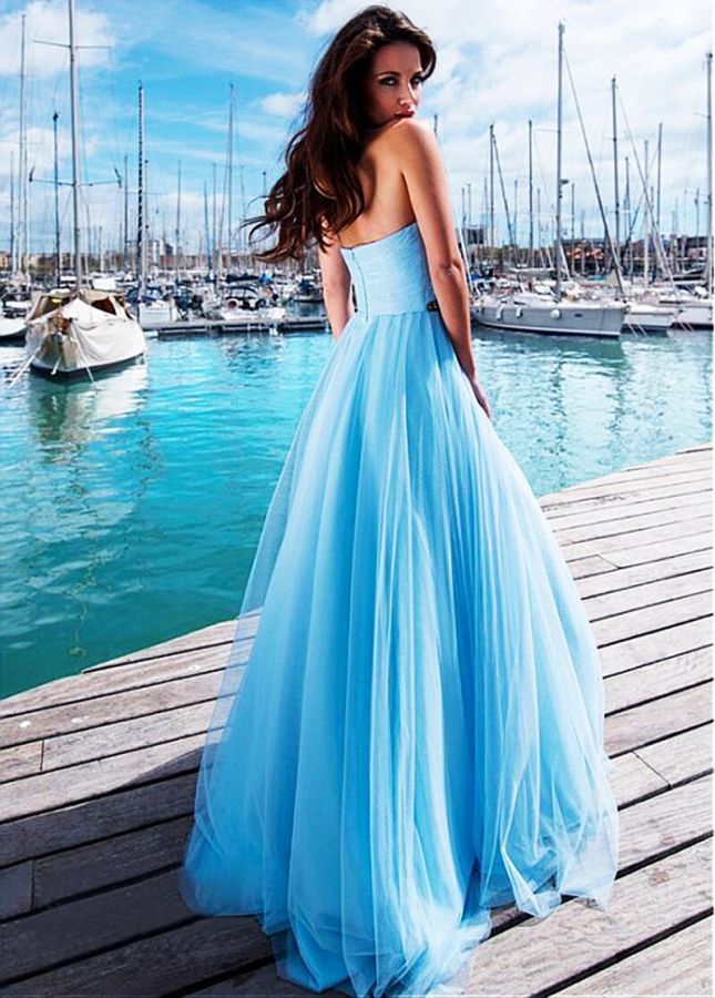 sky blue occasion dress